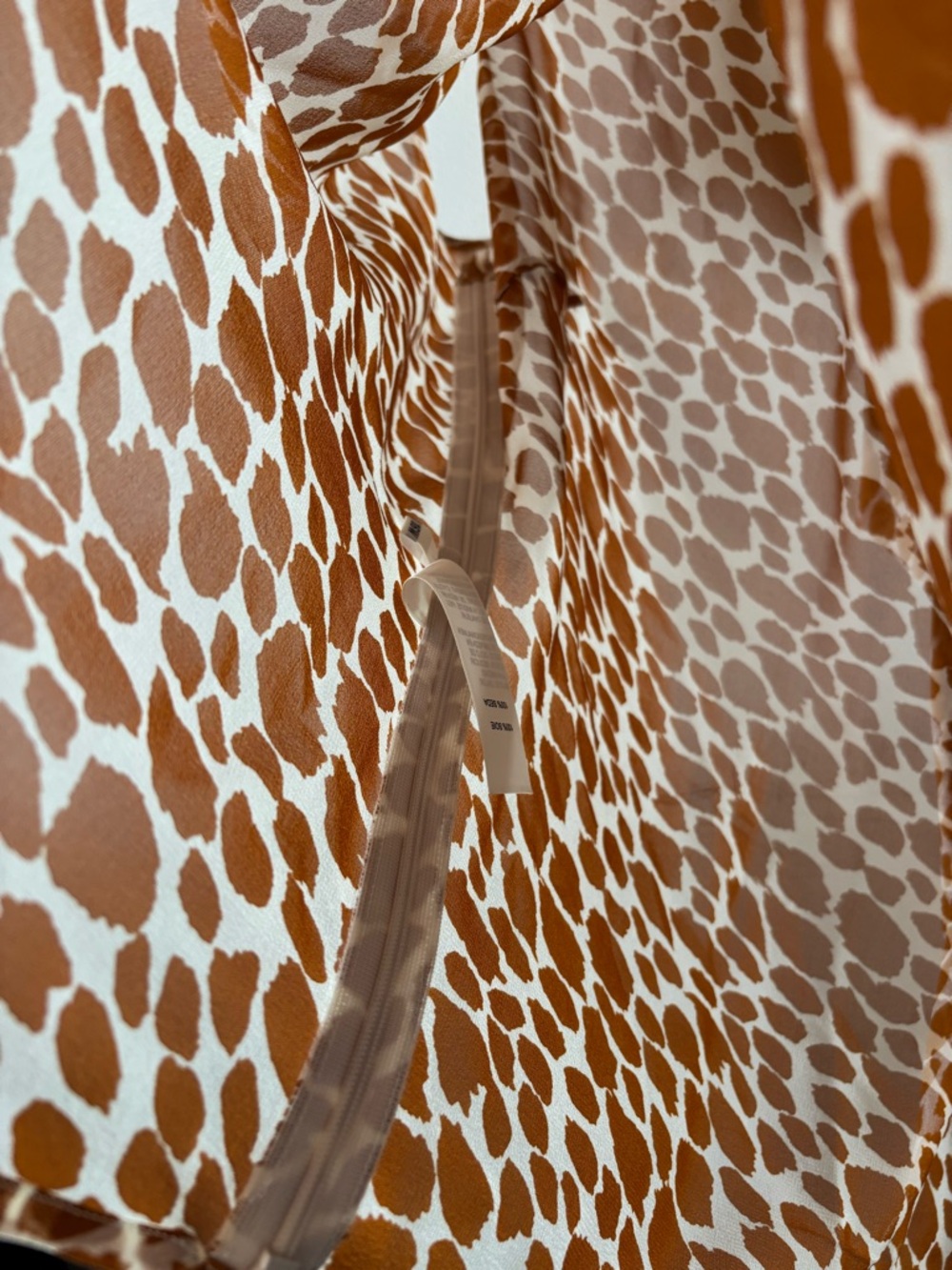 Doncaster 100% Silk Sleeveless Ruffle Front Blouse- Rust Animal Print - Picture 9 of 10